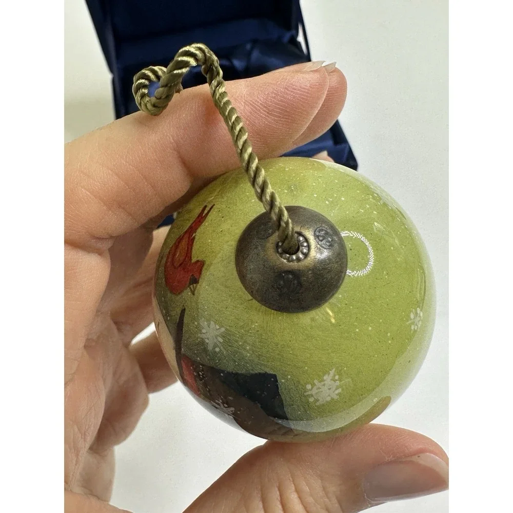 Ne'Qwa Art Hand painted Glass Christmas Ornament‎ Teardrop Snowman